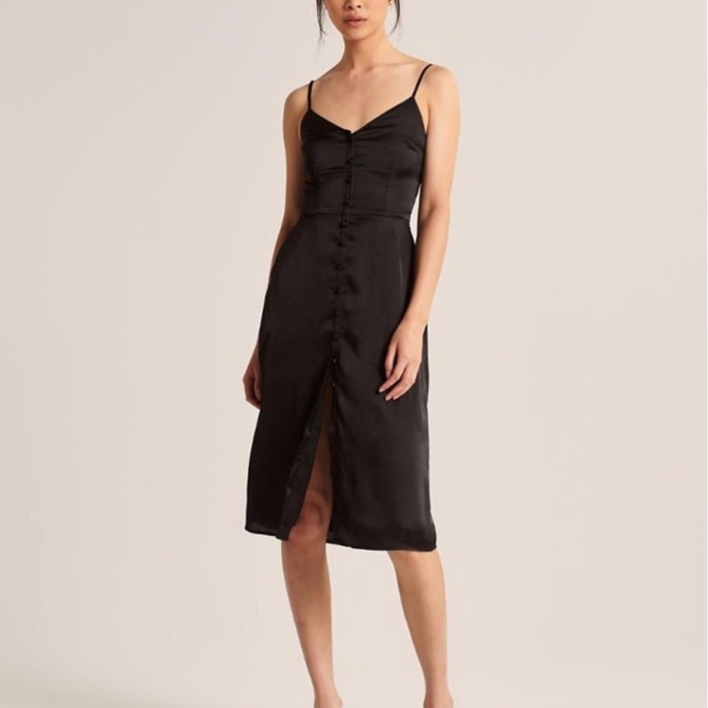 Abercrombie Satin Button Front Midi Dress